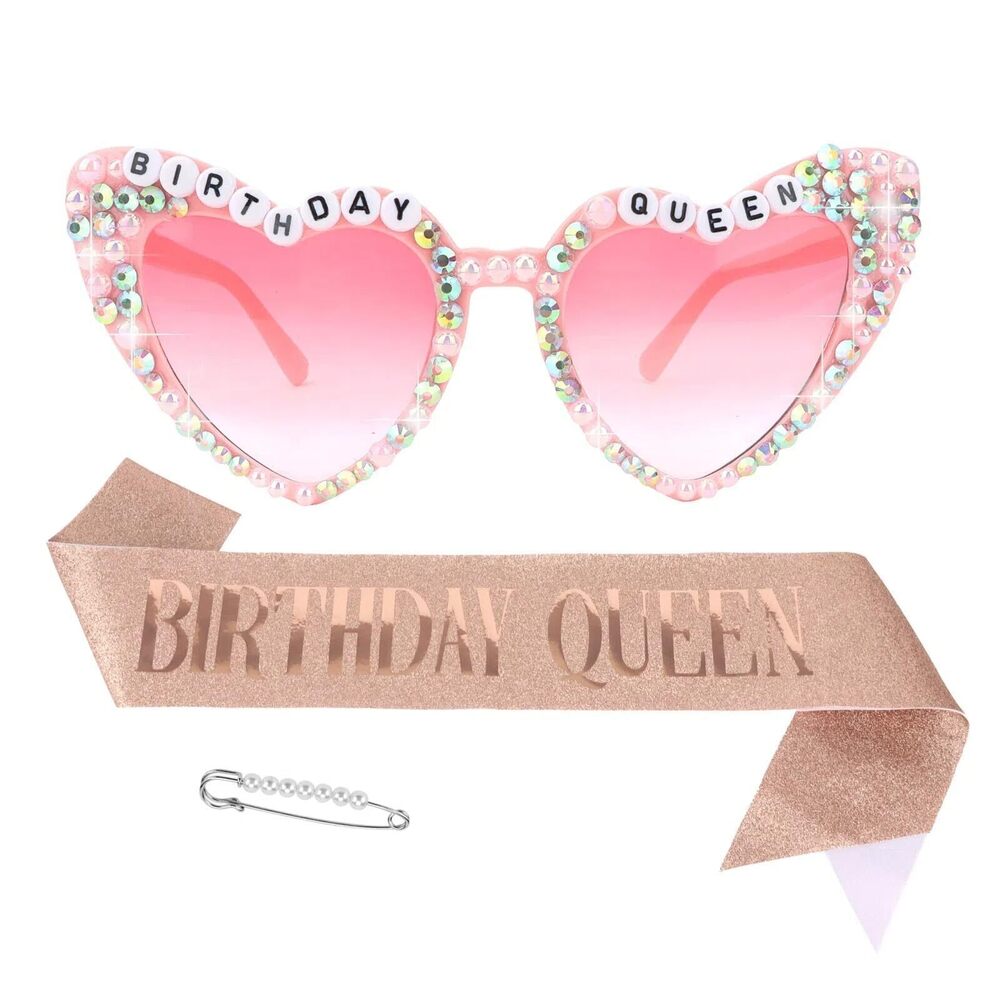 6972 gold Birthday Sash and Sunglasses Set